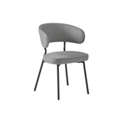Contemporary Dining Chairs, Grey Fabric With Black Metal Legs For Modern Dining Rooms