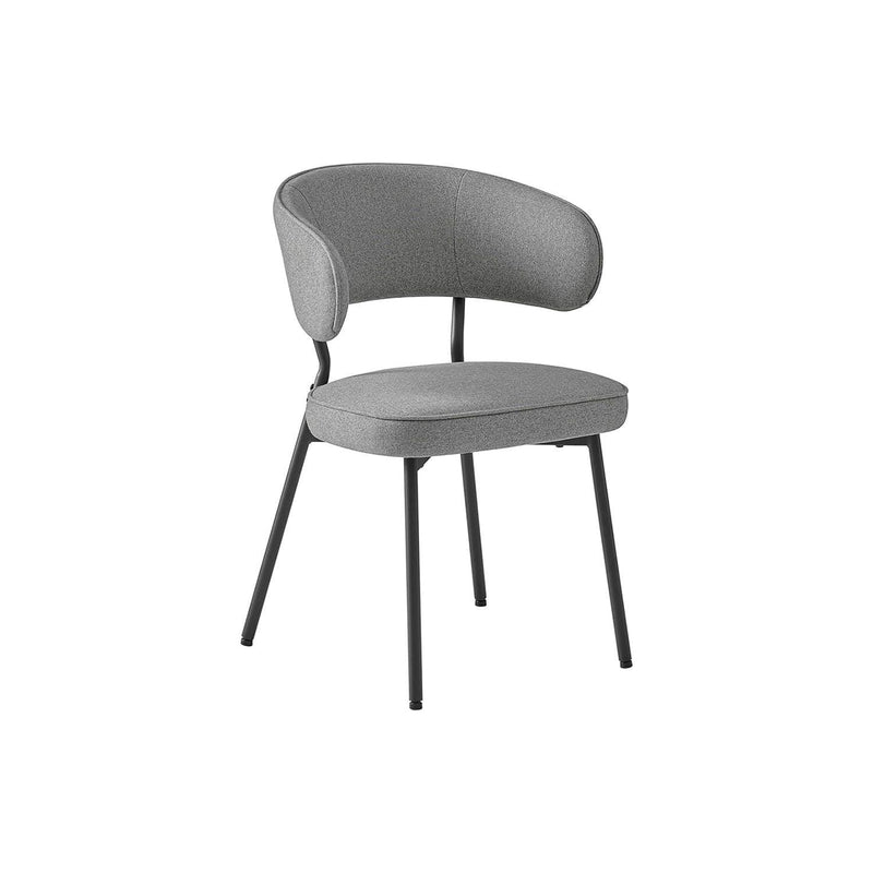 Contemporary Dining Chairs, Grey Fabric With Black Metal Legs For Modern Dining Rooms