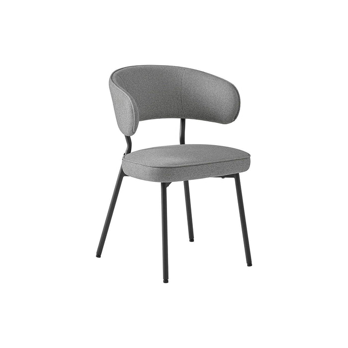 Contemporary Dining Chairs, Grey Fabric, Black Metal Legs