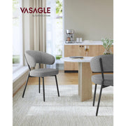 Contemporary Dining Chairs, Grey Fabric With Black Metal Legs For Modern Dining Rooms
