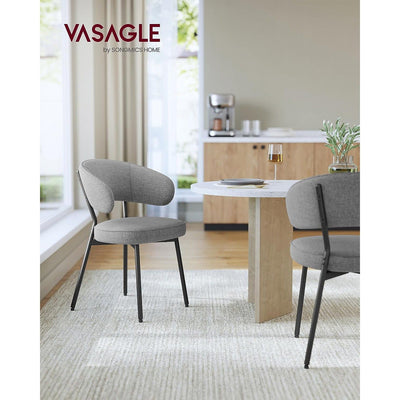Contemporary Dining Chairs, Grey Fabric With Black Metal Legs For Modern Dining Rooms