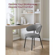 Contemporary Dining Chairs, Grey Fabric With Black Metal Legs For Modern Dining Rooms
