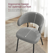 Contemporary Dining Chairs, Grey Fabric With Black Metal Legs For Modern Dining Rooms