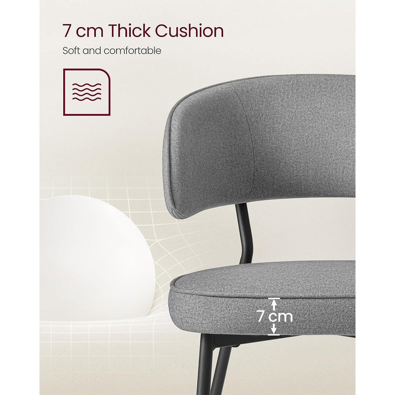 Contemporary Dining Chairs, Grey Fabric With Black Metal Legs For Modern Dining Rooms