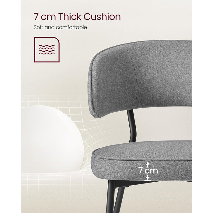 Contemporary Dining Chairs, Grey Fabric, Black Metal Legs