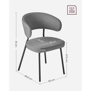 Contemporary Dining Chairs, Grey Fabric With Black Metal Legs For Modern Dining Rooms