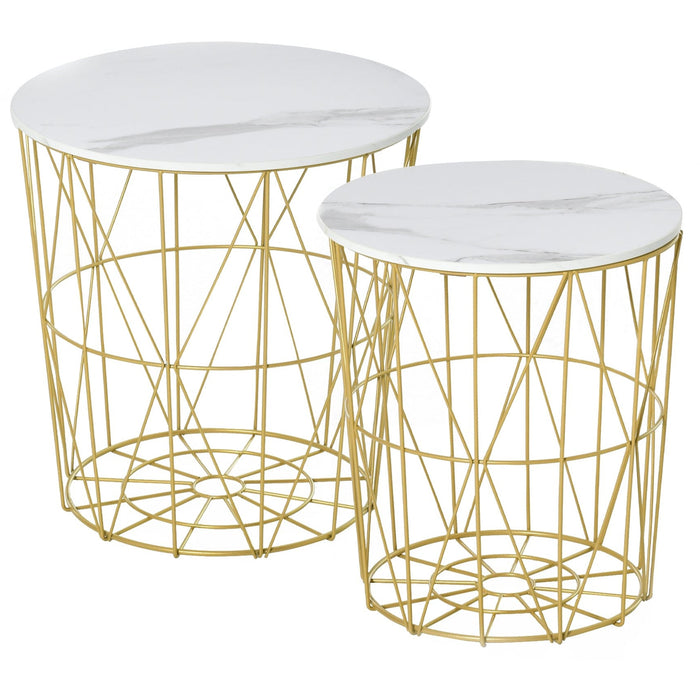 2pc Nesting Tables with Removable Tops, White