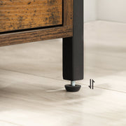 Vasagle Industrial Beside Table With Drawers & Open Shelf - Black metal frame and rustic brown drawers and top