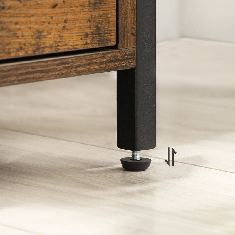 Vasagle Industrial Beside Table With Drawers & Open Shelf - Black metal frame and rustic brown drawers and top