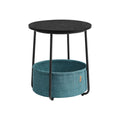 Vasagle Round Side Table With Basket, Black/Turquoise