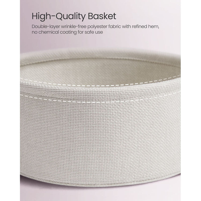 Vasagle Round Side Table With Basket, Pink/White