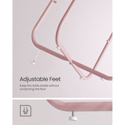 Vasagle Round Side Table With Basket, Pink/White