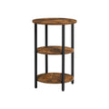 Vasagle Round Side Table With Shelves, Rustic Brown