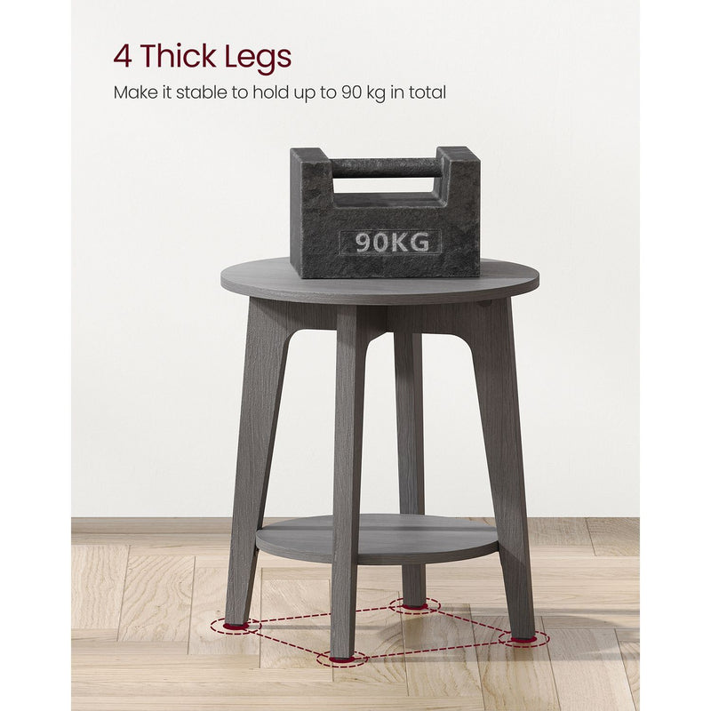 Vasagle Living Room Round Side Table, Grey