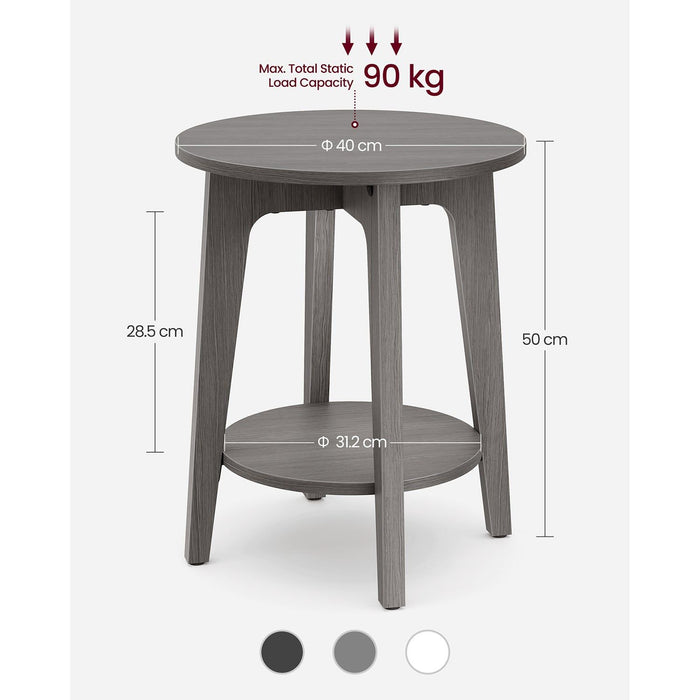 Vasagle Living Room Round Side Table, Grey