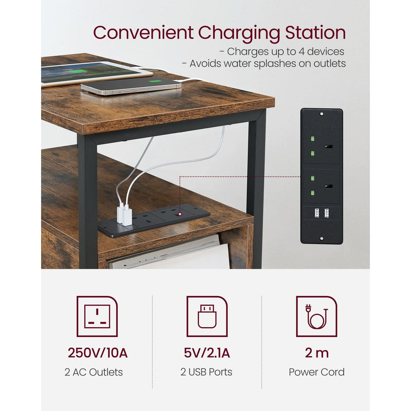 Vasagle End Table With Charging Station