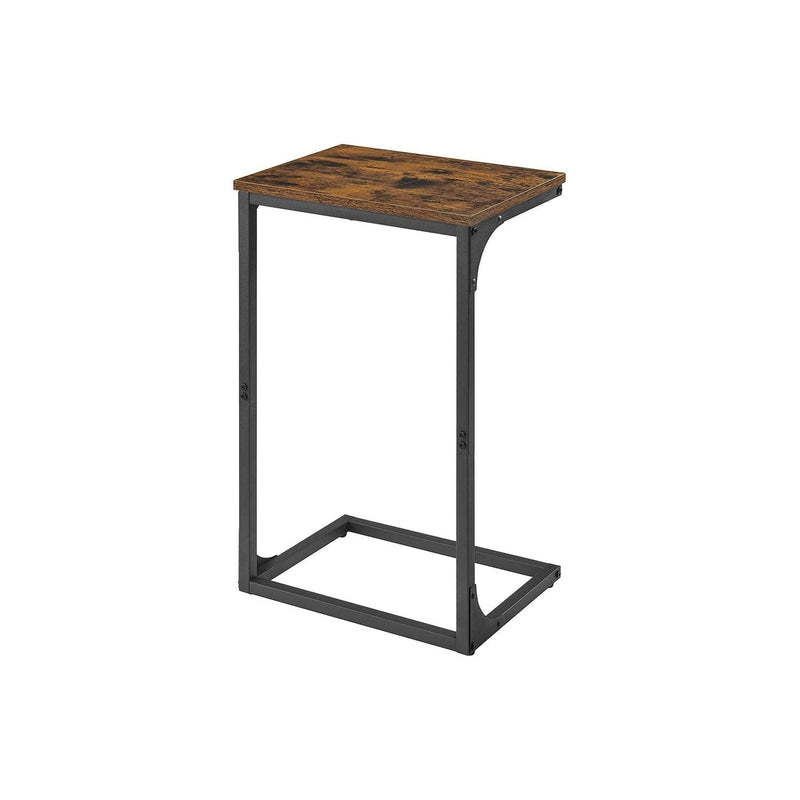 Vasagle C Shaped Sofa Table, Rustic Brown/Black