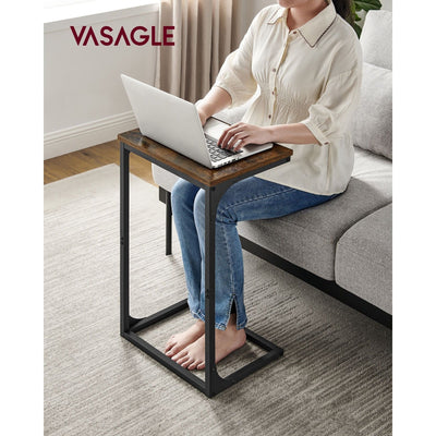 Vasagle C Shaped Sofa Table, Rustic Brown/Black VASAGLE