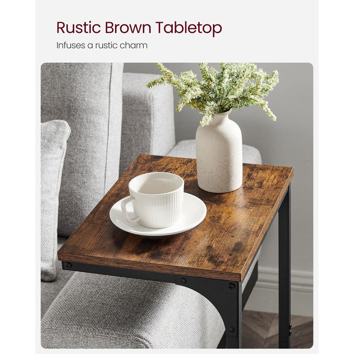 Vasagle C Shaped Sofa Table, Rustic Brown/Black