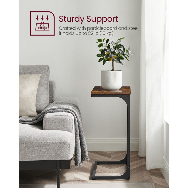 Vasagle C Shaped Sofa Table, Rustic Brown/Black