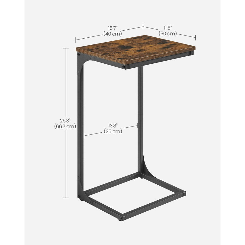 Vasagle C Shaped Sofa Table, Rustic Brown/Black