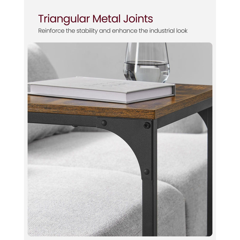 Vasagle C Shaped Sofa Table, Rustic Brown/Black