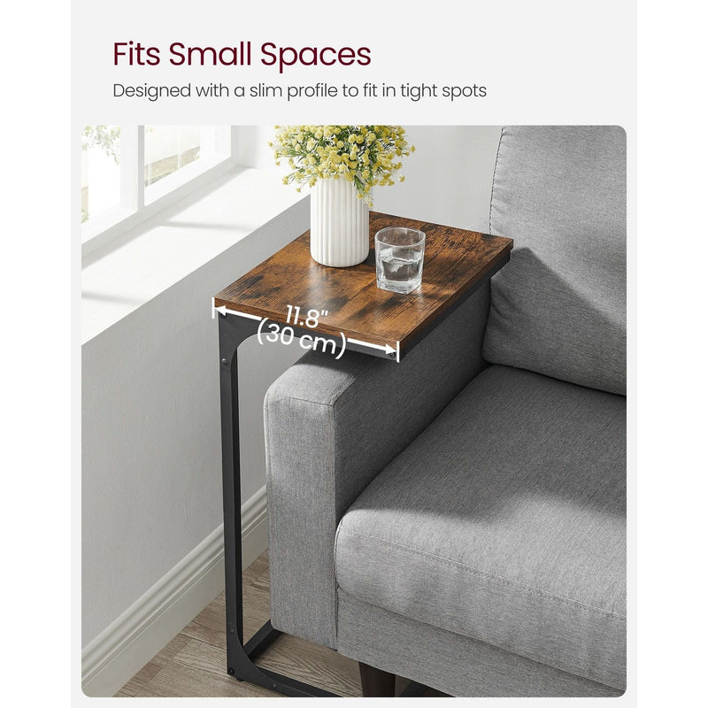 Vasagle C Shaped Sofa Table, Rustic Brown/Black