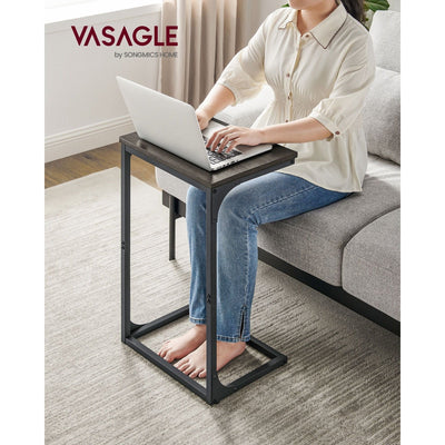 Vasagle C Shaped Sofa Table Ebonised Oak Black VASAGLE