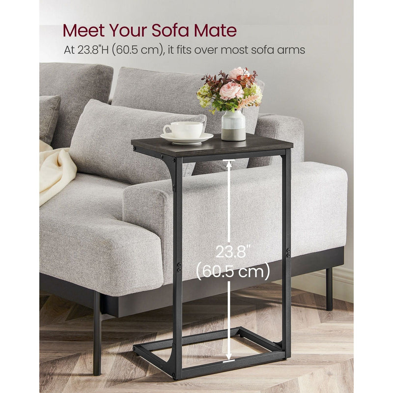 Vasagle C Shaped Sofa Table Ebonised Oak Black