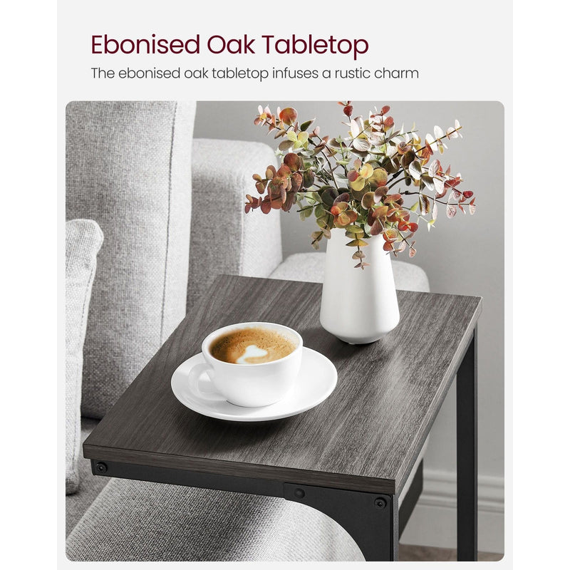 Vasagle C Shaped Sofa Table Ebonised Oak Black