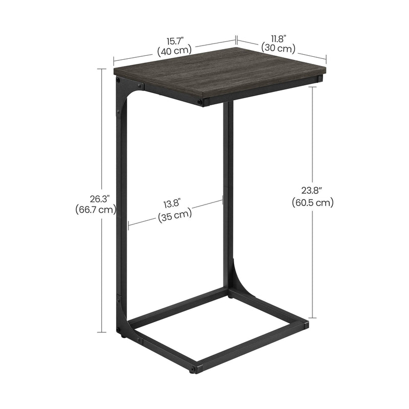 Vasagle C Shaped Sofa Table Ebonised Oak Black