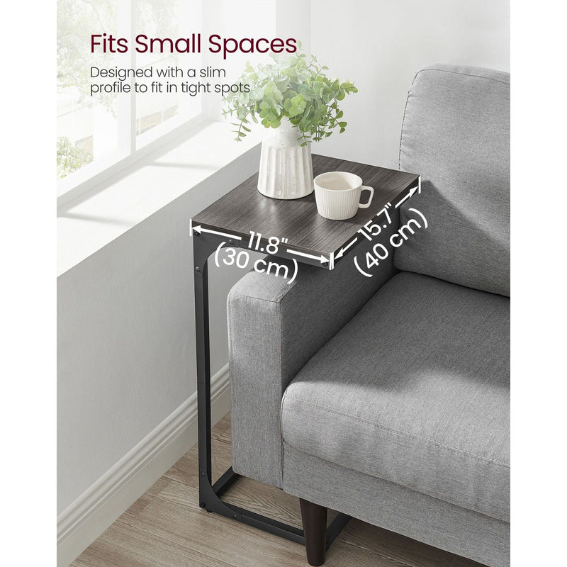 Vasagle C Shaped Sofa Table Ebonised Oak Black