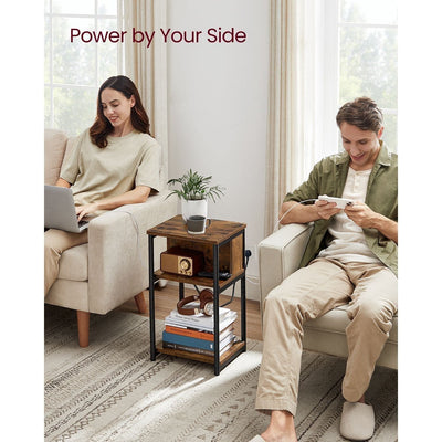 Vasagle Narrow Bedside Table With Charging Station VASAGLE