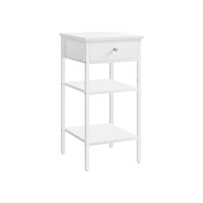 Vasagle Tall Bedside Table With Drawer, White