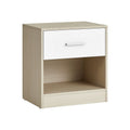 Vasagle Beige and White Bedside Table With Drawer For Stylish Bedroom Storage