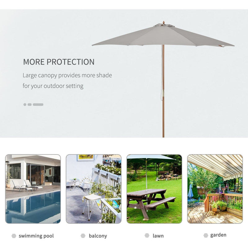 3m Wooden Parasol Outsunny