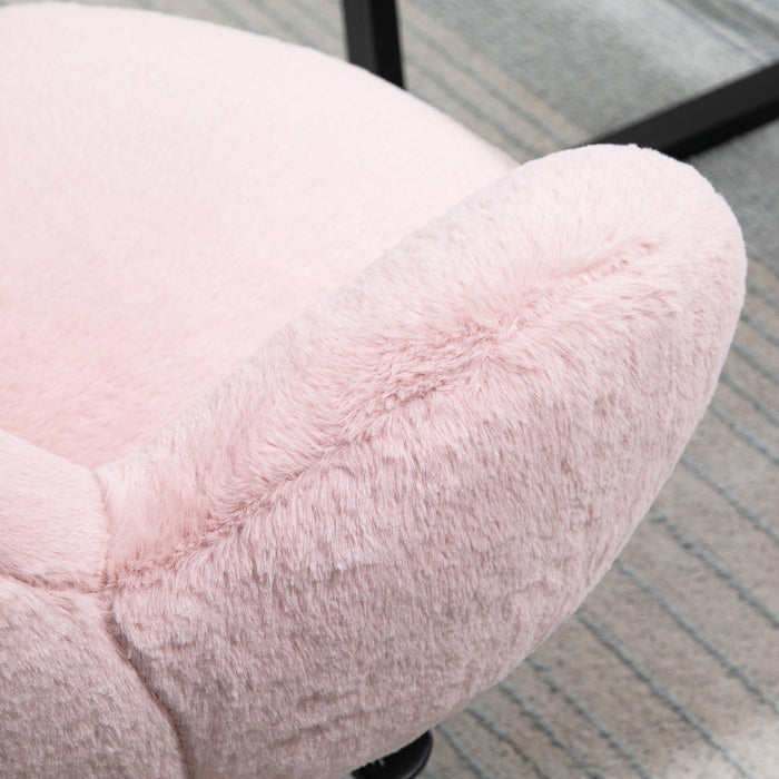 Pink Fluffy Wheelie Office Chair with Armrests