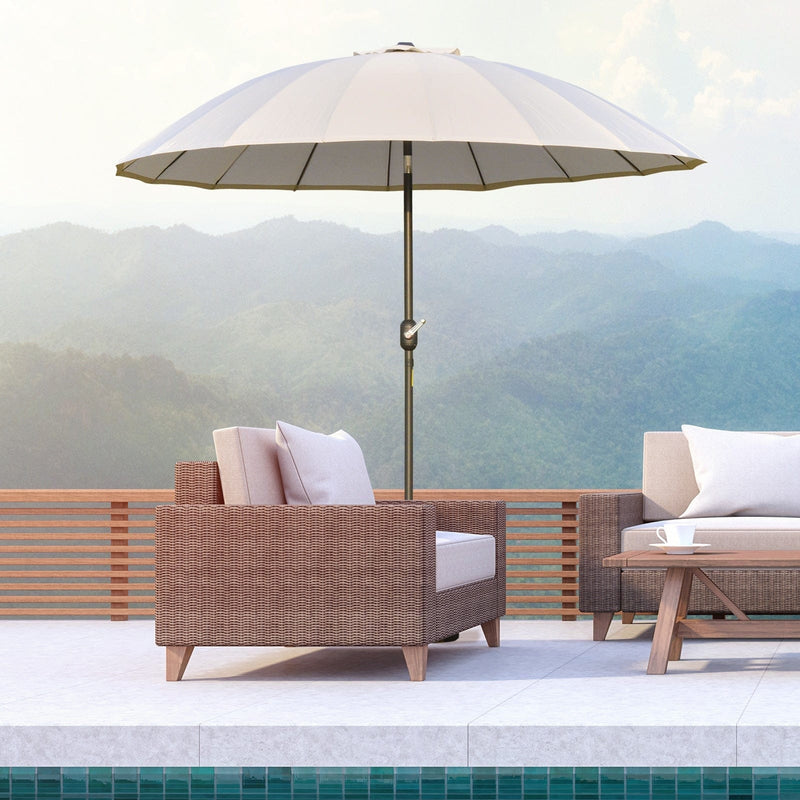 Round Patio Parasol, 2.5m, Tilt Crank, 18 Ribs