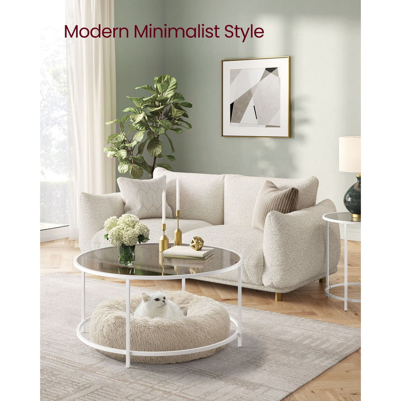 Vasagle Round Glass Coffee Table