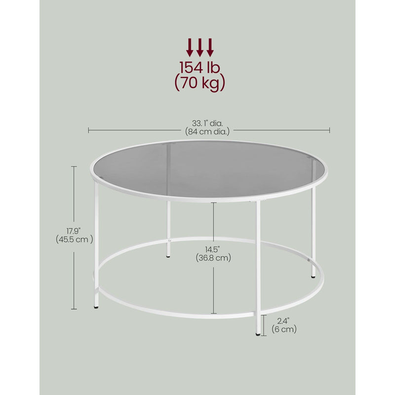 Vasagle Round Glass Coffee Table