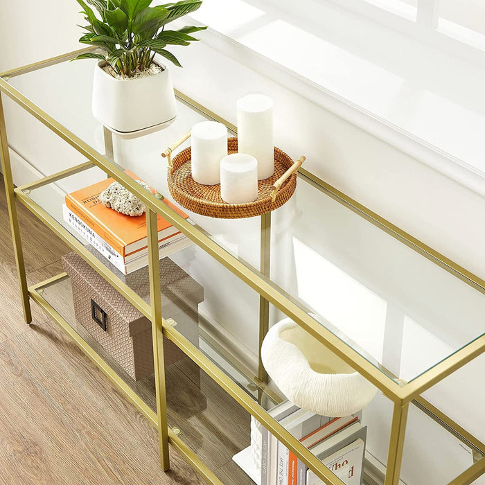 Vasagle Gold 3-Tier Glass Console Table