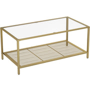 Vasagle Rectangular Coffee Table, Gold Frame, Glass Top - Adds and elegant touch to your living room