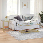 Vasagle Rectangular Coffee Table, Gold Frame, Glass Top - Adds and elegant touch to your living room