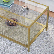 Vasagle Rectangular Coffee Table, Gold Frame, Glass Top - Adds and elegant touch to your living room