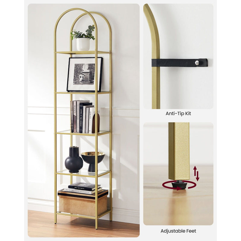 Vasagle Narrow Gold Frame Shelving Unit With Arch Top