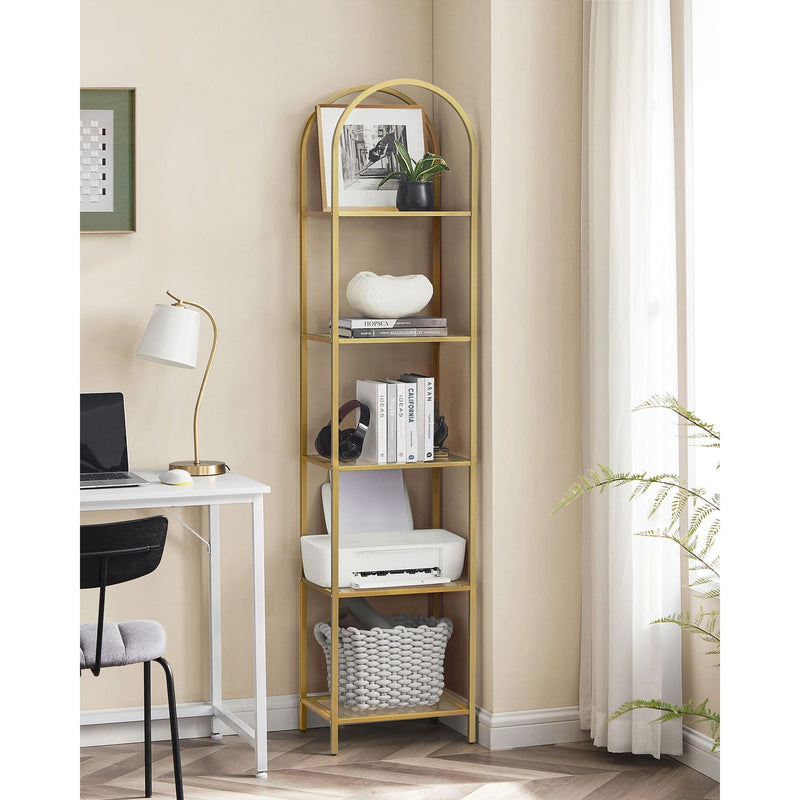 Vasagle Narrow Gold Frame Shelving Unit With Arch Top