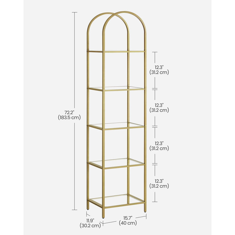 Vasagle Narrow Gold Frame Shelving Unit With Arch Top