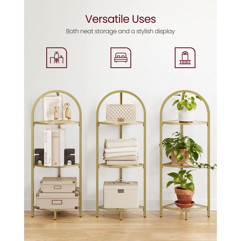 Vasagle Freestanding Corner Shelf, Gold
