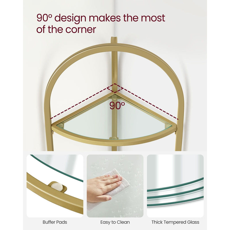 Vasagle Freestanding Corner Shelf, Gold