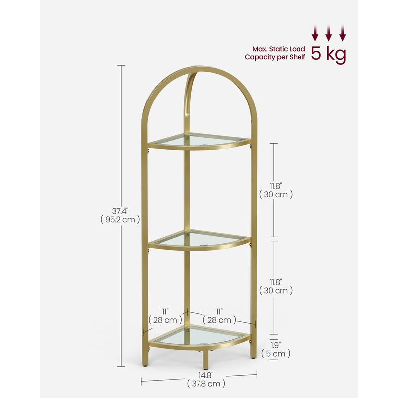 Vasagle Freestanding Corner Shelf, Gold